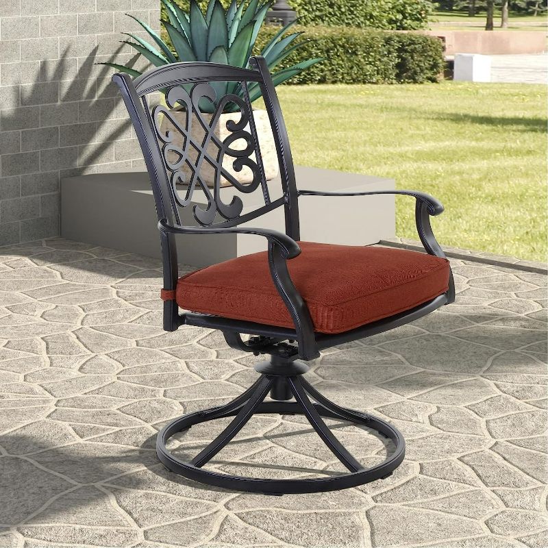 Photo 1 of Casual World Patio Swivel Dining Chairs Set of 2, Outdoor Gentle Rocker Chairs Bistro Chairs with All-Weather Aluminum Frame and Thick Cushions for Garden Backyard Poolside