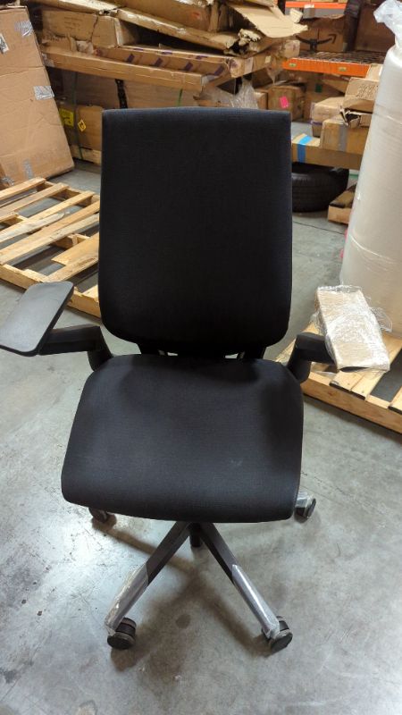 Photo 2 of Steelcase Gesture Office Chair - Cogent: Connect Licorice Fabric, Medium Seat Height, Wrapped Back, Dark on Dark Frame, Lumbar Support
