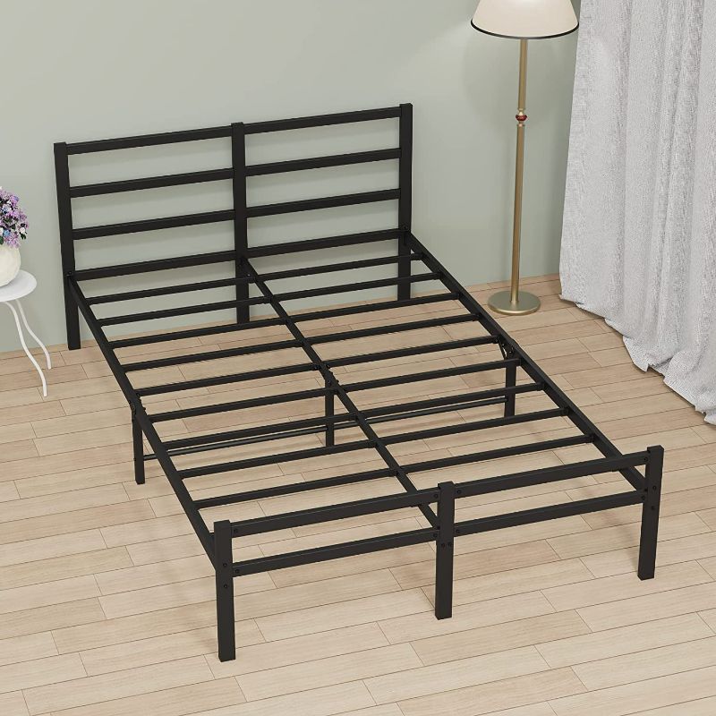 Photo 1 of Musen Queen Bed Frame with Headboard and Footboard, 14 Inch Platform with Storage, Heavy Duty Steel Metal Bed Frame No Box Spring Needed, Noise Free, Anti-Slip, Easy Assembly (Max Load: 1200lb)
