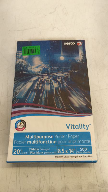 Photo 2 of Xerox Vitality 8.5 X 14 Multipurpose Paper, 20 Lb, 92 Bright, 500/Ream, 10 Reams/Ct (3R02051)