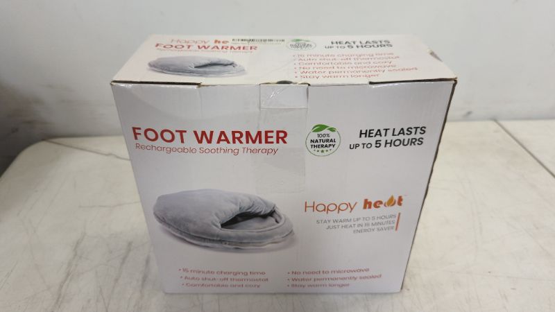 Photo 2 of Happy Heat Heated Foot Warmer, Electric Heated Pad to Soothe Feet Pain & Cramps, Heating Therapy, Office Desk and Home Use, Hot Water Non Slip Pad, Cordless, Reusable & Rechargeable - Grey
