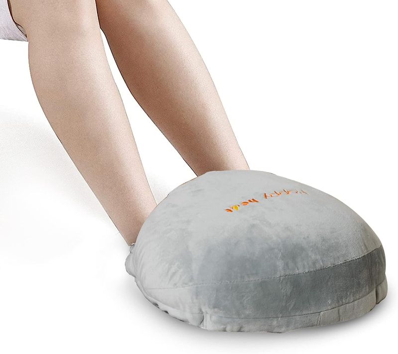 Photo 1 of Happy Heat Heated Foot Warmer, Electric Heated Pad to Soothe Feet Pain & Cramps, Heating Therapy, Office Desk and Home Use, Hot Water Non Slip Pad, Cordless, Reusable & Rechargeable - Grey
