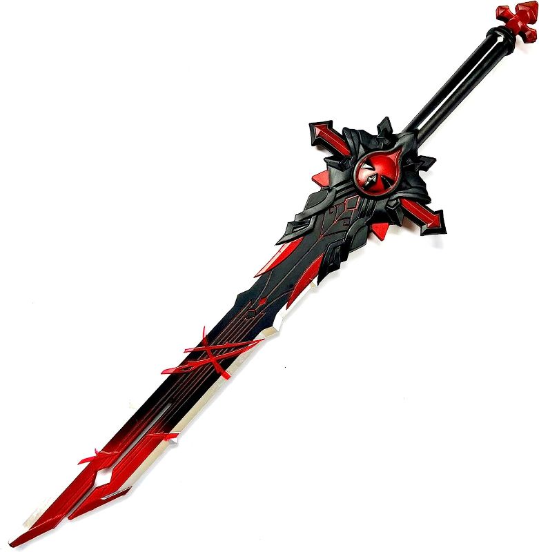 Photo 1 of 31inch Fantasy Foam Sword Wolf Gravestone, Black & Red High Density Foam for Cosplay and Collection Genshin Impact, Red & Black
