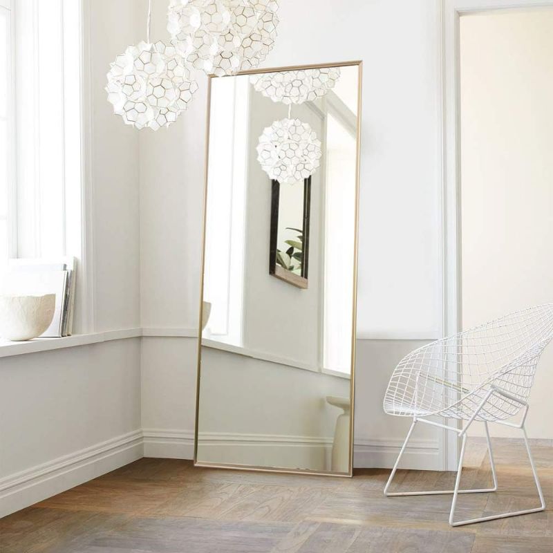 Photo 1 of NeuType Full Length Mirror Floor Mirror with Standing Holder Bedroom/Locker Room Standing/Hanging Mirror Dressing Mirror Wall-Mounted Mirror (Golden)…
