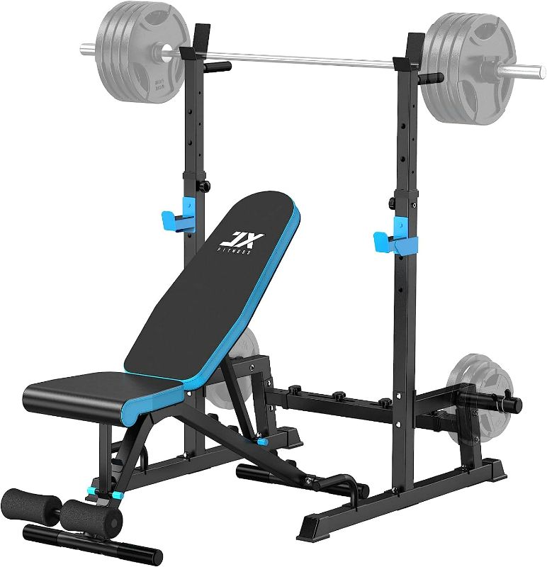 Photo 1 of JX FITNESS Weight Bench with Squat Rack, Bench Press Rack Two Piece Set Adjustable Bench & Barbell Rack Stand for Home Gym Full-Body Workout
