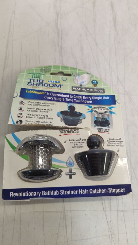 Photo 2 of TubShroom Ultra Revolutionary Bath Tub Drain Protector Hair Catcher/Strainer/Snare, Stainless Steel, Stainless Combo
