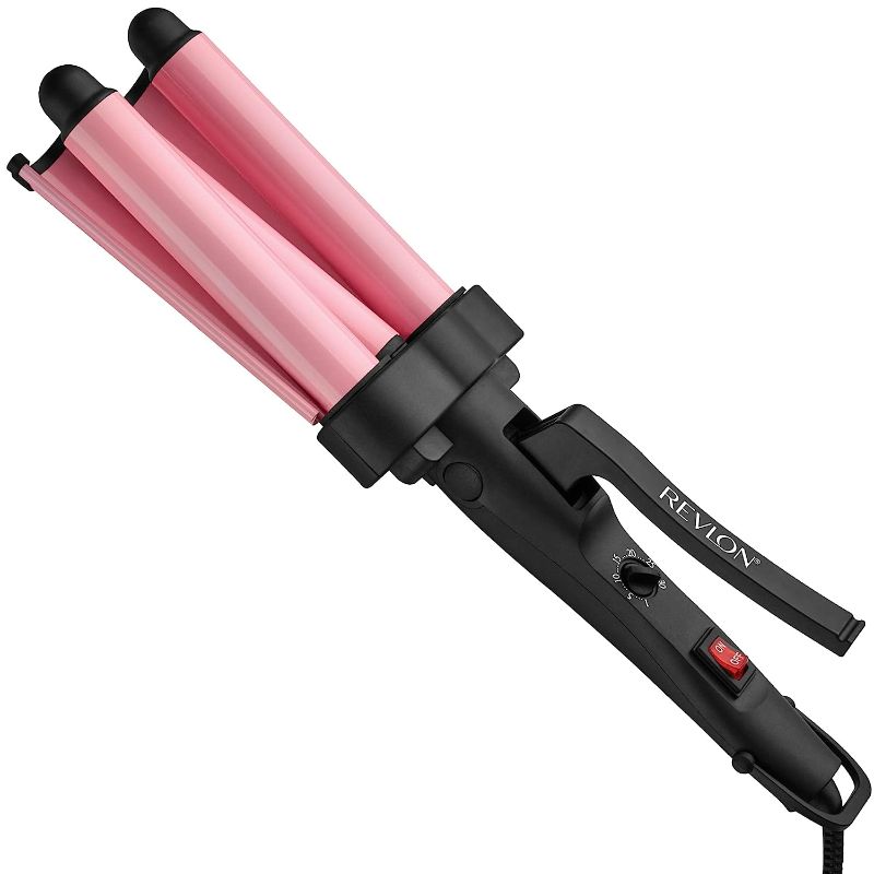 Photo 1 of Revlon 3 Barrel Jumbo Hair Waver | Long-Lasting, Natural Looking Waves, (Pink)