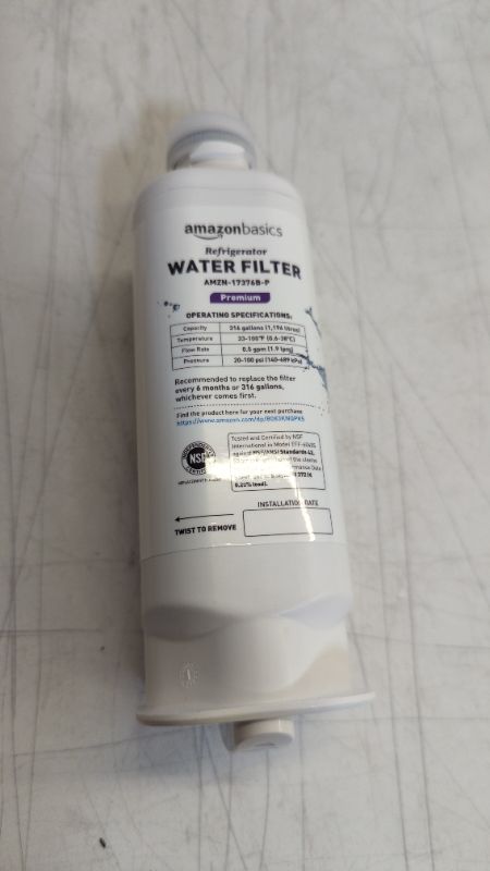 Photo 3 of Amazon Basics Replacement GE XWF Refrigerator Water Filter, Standard Filtration