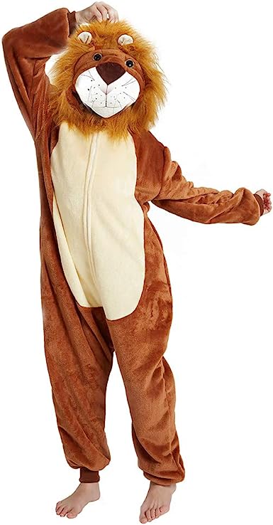 Photo 1 of ANBOTA Kids Lion Onesie Halloween Costume Giraffe Animal Cosplay for Girls Fleece One Piece Pajama Zipper Closure
