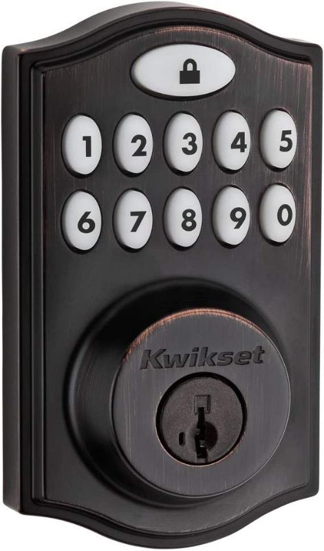 Photo 1 of Kwikset 99140-024 SmartCode 914 Traditional Smart Lock Keypad Electronic Deadbolt Door Lock with SmartKey Security and Z-Wave Plus, Venetian Bronze
