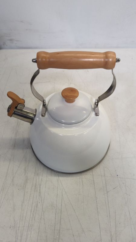 Photo 1 of Whistling Kettle, Stainless Steel Teapot Easy To Mature Technology Rust Resistant Heat Up Fast with Wood Handle for Household(Beige)
