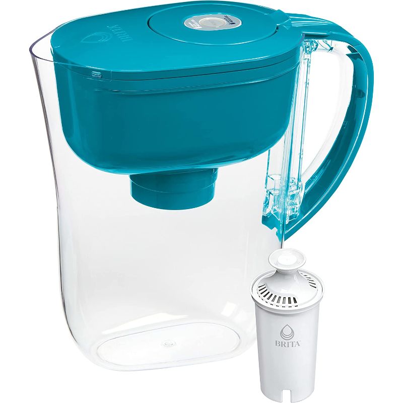 Photo 1 of Brita Water Filter Pitcher for Tap and Drinking Water with 1 Standard Filter, Lasts 2 Months, 6-Cup Capacity, BPA Free, Turquoise
