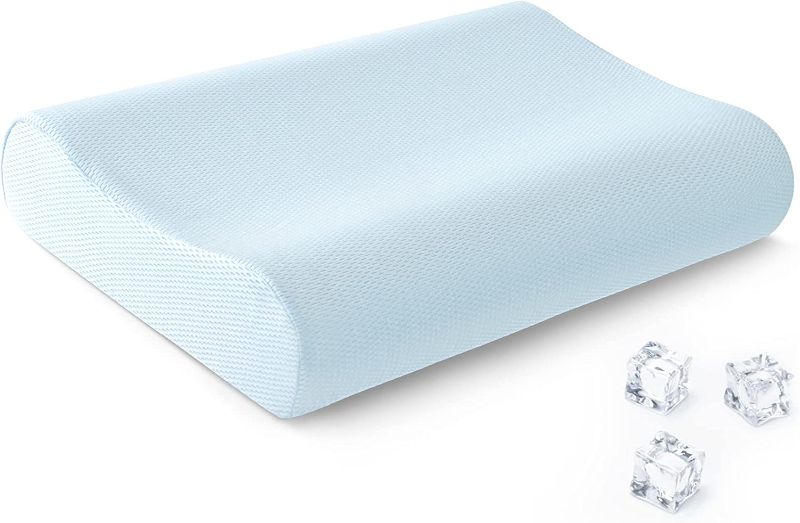 Photo 1 of AM AEROMAX Cooling Contour Memory Foam Pillow, Cervical Pillow for Neck Pain Relief, Neck Orthopedic Sleeping Pillows for Side, Back and Stomach Sleepers.
