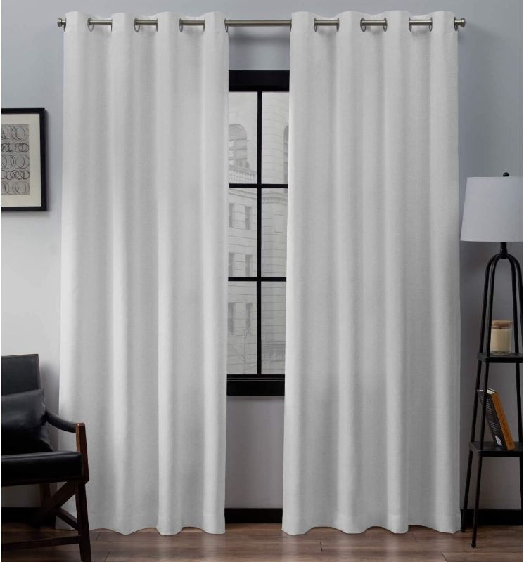 Photo 1 of Exclusive Home Loha Linen Grommet Top Curtain Panel Pair, 84"x54", Winter White
