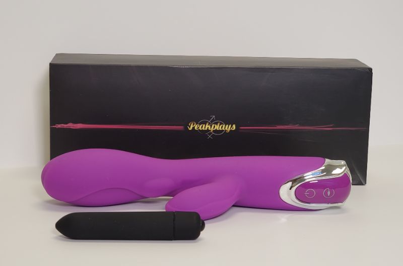 Photo 1 of PEAKPLAYS 2 PIECE SET - (IRENE SILICONE G STIMULATOR 7 MODES TAKES 2 AAA BATTERIES) +  (BLACK SILICONE EROTIC BULLET 1 SPEED TAKES 1AAA BATTERY)