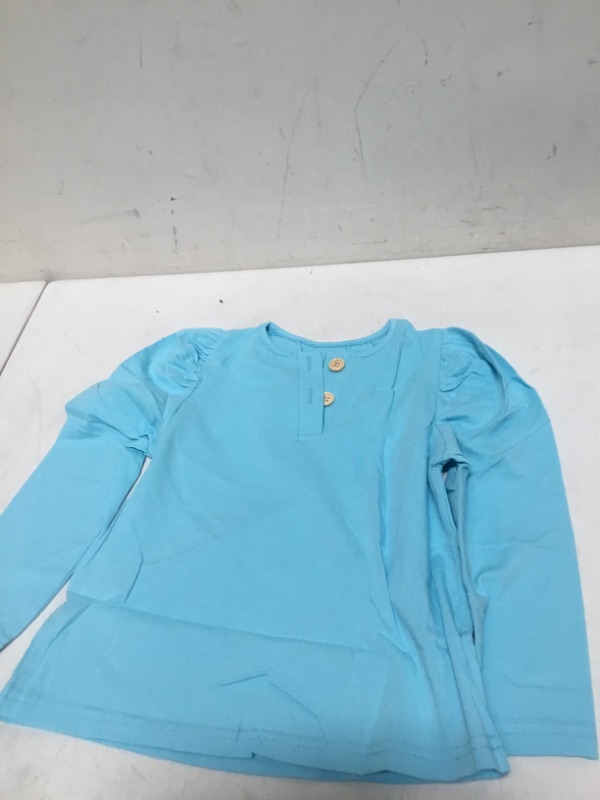 Photo 3 of BZB Toddler Girls Long Sleeve Tee Baby Kids Henley Crew Neck Cute T Shirt Tops ( Teal ) 