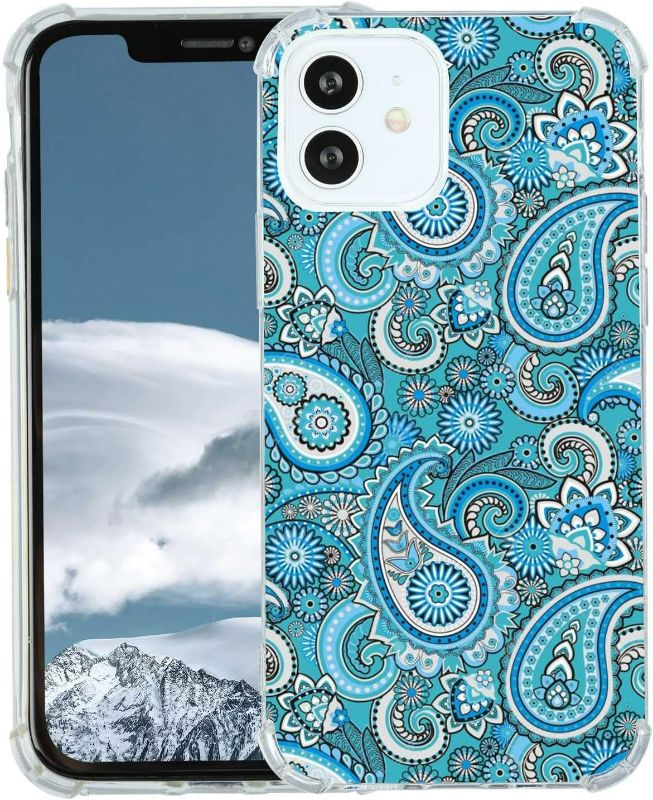 Photo 1 of  Abstract Floral Flowers Blue Paisley Art Stylish Graphic for iPhone Case Girls Women, Soft Flexible TPU Slip Resistant Case for iPhone 14 Pro Max
