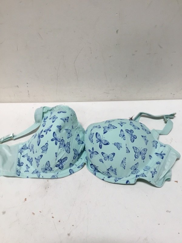 Photo 2 of Avenue Womens Plus Size Bra Fshn BALC Lc PRT Bra, Aqua Butterfly, (52) D