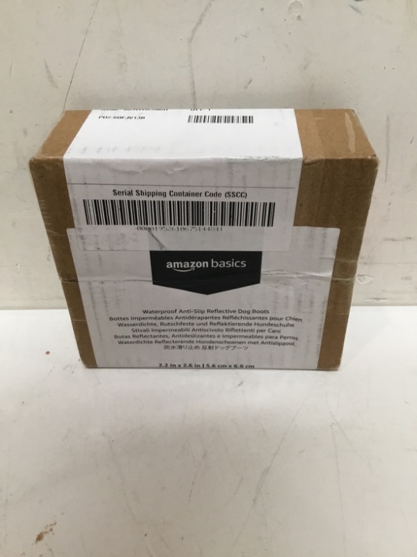 Photo 1 of Amazon Basics Waterproof Anti-Slip Reflective Dog Boots, Size 4 - 2.2" x 2.7"