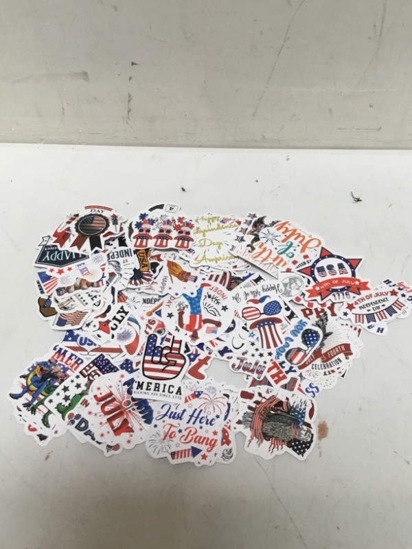 Photo 3 of 100Pcs American Pride 4th of July Stickers for Independence Day, American Flag Repeating Waterproof Stickers for Cute Vinyl Laptop Stickers for Skateboard, Water Bottles, Cars, Bumper, Scrapbook I Day