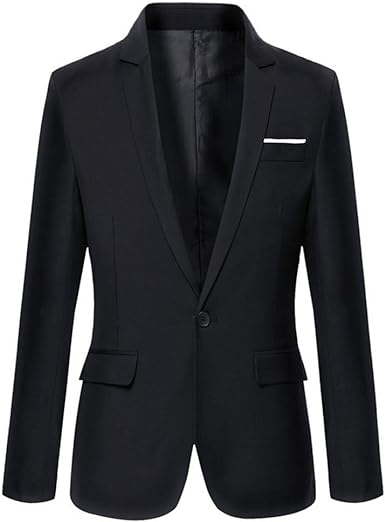 Photo 1 of Men's Casual Slim Fit Blazer Jacket Lightweight One Button Sport Coat (Black, Medium )