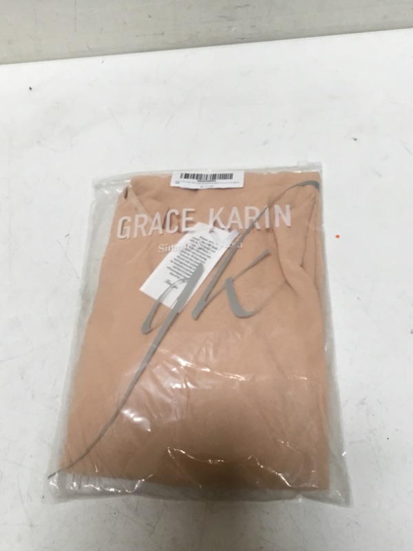 Photo 1 of GRACE KARIN Women Chiffon Cocktail Party Midi Dress 3/4 Sleeve Cut-Out Shift Dress Nude S