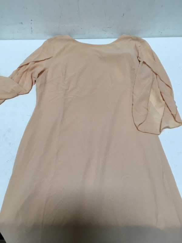 Photo 3 of GRACE KARIN Women Chiffon Cocktail Party Midi Dress 3/4 Sleeve Cut-Out Shift Dress Nude S