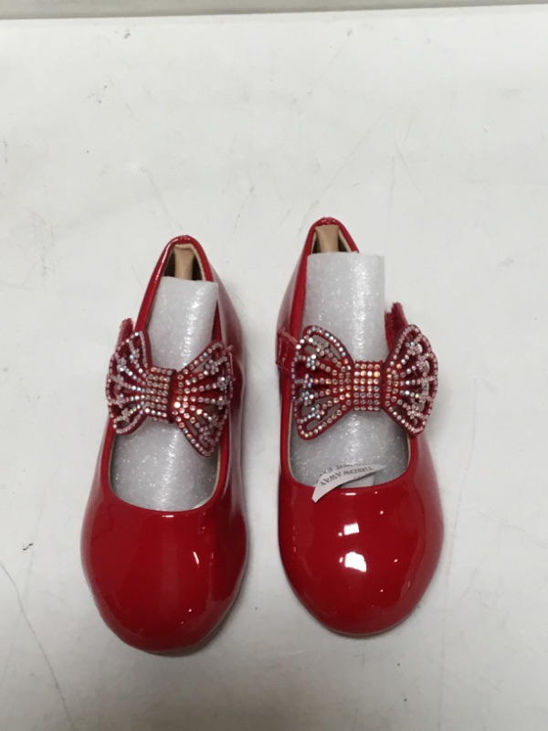 Photo 2 of THEE BRON Red Glitter Mary Jane Flats for Girls Dress Shoes(AG203 Toddler,Red/7M)