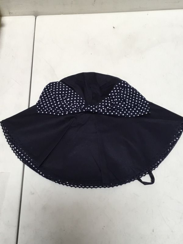 Photo 1 of Jeff & Aimy Ladies Packable Straw Sunhat UPF 50 with Chin Strap Bowknot Floppy Wide Brim Panama Fedora Summer Beach Sun Hat Navy  Adjustable Small