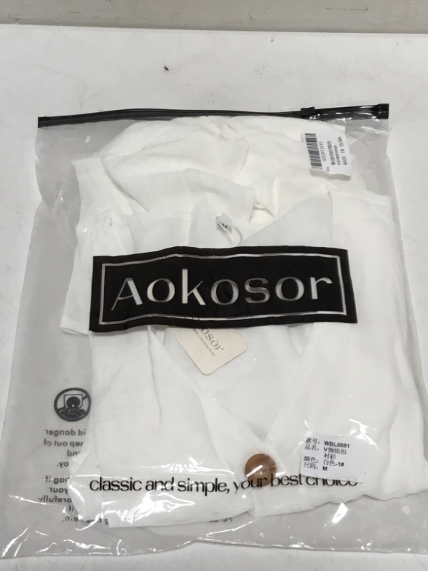 Photo 1 of Aokosor Work Blouses for Women Buttons Down Shirts White Business Dressy Casual Outfits M