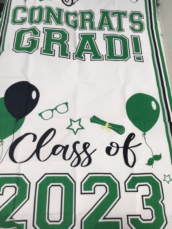 Photo 3 of 2023 Graduation Door Cover Green Personalized Name Graduation Decorations Large Congrats Grad Banner With A Marker Pen Class of 2023 Door Cover Graduation Sign for Indoor Outdoor Front Door Background