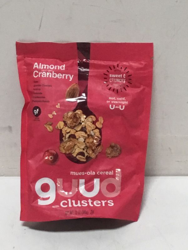 Photo 2 of GUUD Almond Cranberry Muesola Cereal, 12 Ounce, Slightly Sweet Muesli, Gluten Free, Oats, Granola Clusters, Raisins, Almonds, Cranberries, Pumpkin Seeds, Vegan, Non-GMO Certified, Kosher Almond Cranberry 12 Ounce (Pack of 1)