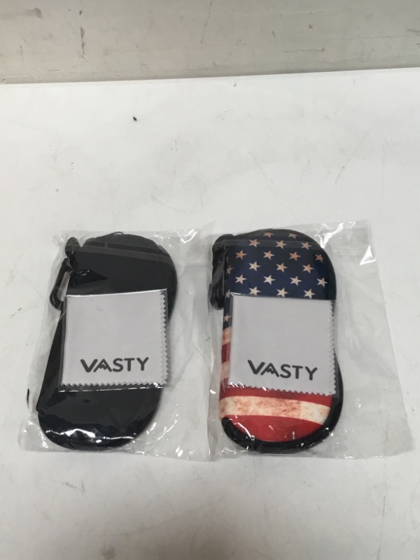 Photo 3 of VASTY Sunglasses Soft Case Eyeglasses Glasses Light Pouch Bag Zipper Portable Neoprene, Black USA Flag 2 Pack