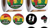 Photo 1 of 480 PCS Happy Juneteenth Stickers-2 Rolls Juneteenth Freedom Day Stickers Lables-Juneteenth Party Decor Decal Stickers for Celebrate Black Africa American Independence Day Supplies