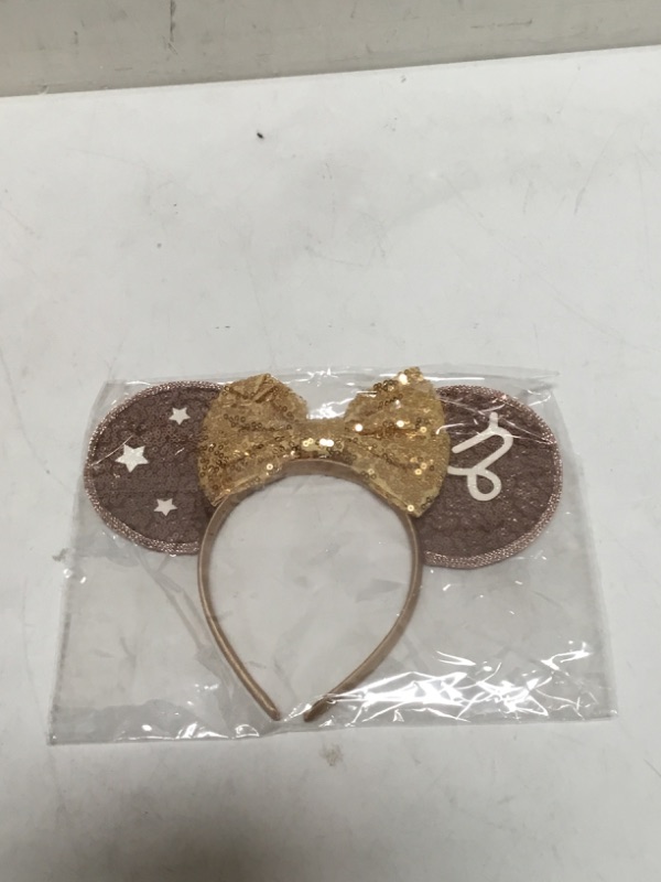 Photo 1 of FACHPINT Capricorn Mouse Ears Headband for Women Zodiac signs Sequin Mouse Ears for Girl, Mouse Ears for Boy Party Decoration Headwear Accessories