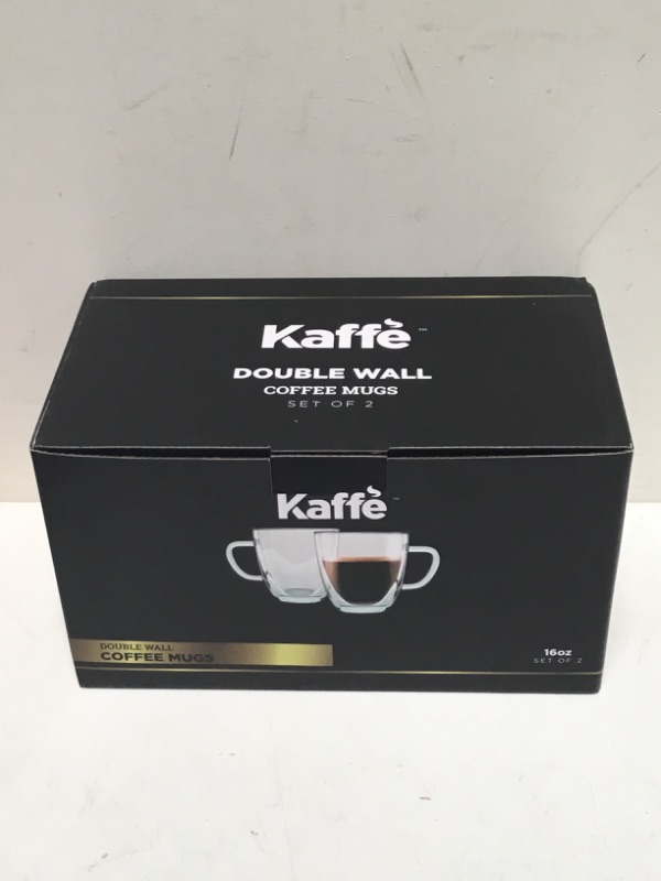Photo 2 of Kaffe 16oz Large Glass Coffee Cups - Double-Wall Clear Coffee Mug Set - Insulated Glass Cups for Latte, Espresso, Cappuccino, Tea (Set of 2) 16oz (Set of 2)