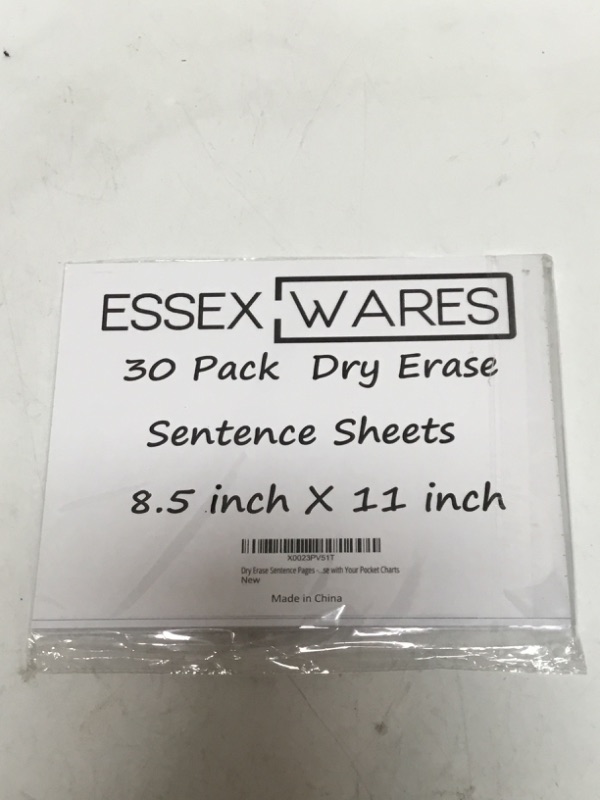 Photo 2 of Essex Wares Dry Erase Handwriting Paper/Sentence Sheets 8.5" x 11" – Thirty (30) Pack Just Write and Then Wipe Away – Reuse Multiple Times – Similar Functionality as Dry Erase Lap Boards