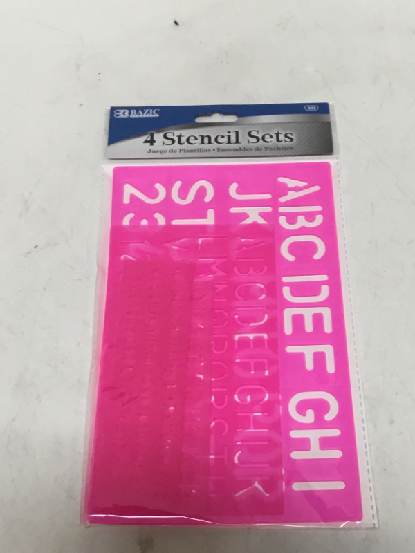 Photo 2 of 1 x Letter and Number Stencil Sets - Sizes 8, 10, 20, 30mm - Assorted Colors (PINK)