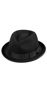 Photo 1 of AKIO&AQUIRAX Fedora Hats for Men Women 100% Australian Wool Mens Dress Hat with Brim Classic Felt Fedora Vintage ( Black , Medium) 