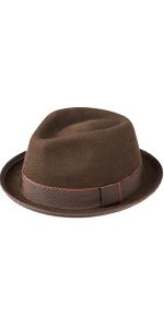 Photo 1 of AKIO&AQUIRAX Fedora Hats for Men Women 100% Australian Wool Mens Dress Hat with Brim Classic Felt Fedora Vintage (Brown, Medium)