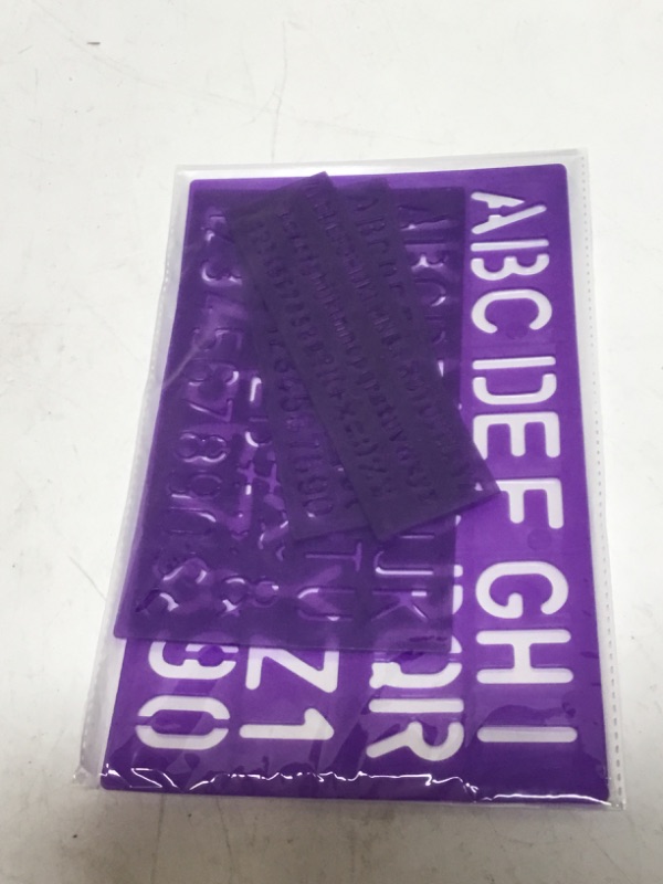 Photo 2 of 1 x Letter and Number Stencil Sets - Sizes 8, 10, 20, 30mm - Assorted Colors  (purple) 