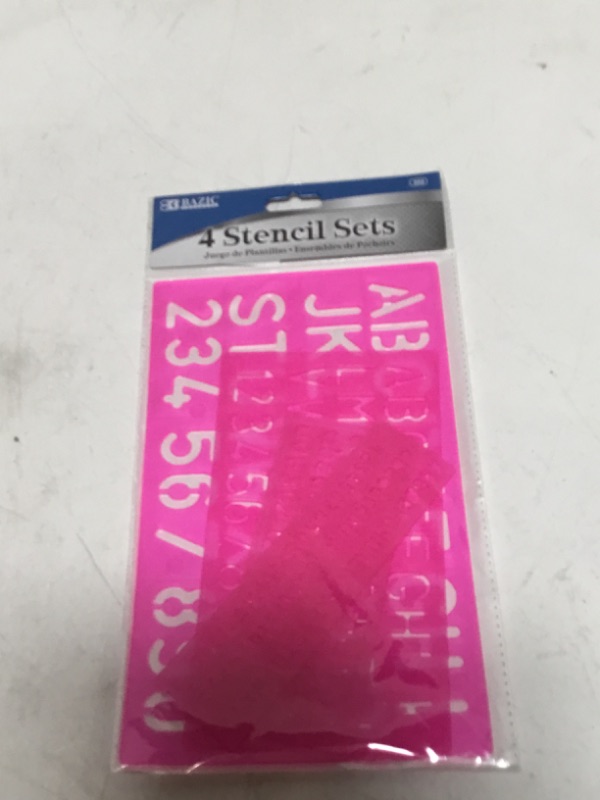 Photo 2 of 1 x Letter and Number Stencil Sets - Sizes 8, 10, 20, 30mm - Assorted Colors (pink)
