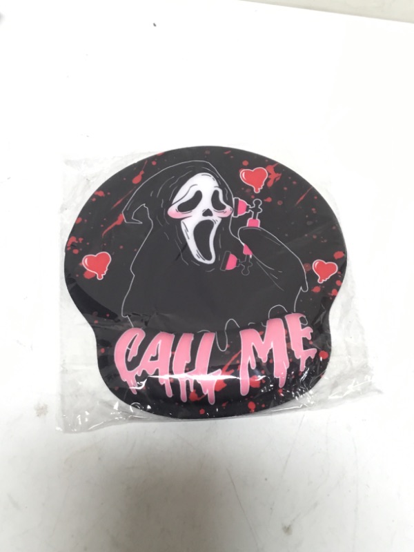 Photo 1 of Ergonomic Mouse Pad Wrist Support and Coffee Coaster Non-Slip, Cute Face Ghost Black Gaming Mousepad with Wrist Rest, Pain Relief PU Base Mouse Pad for Laptop Computer Office Decor