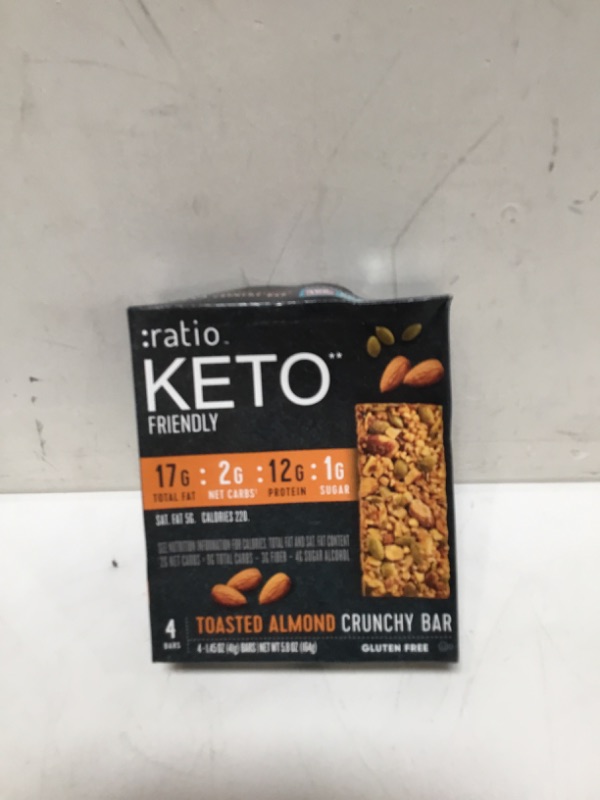 Photo 2 of :ratio KETO Friendly Crunchy Bars, Toasted Almond, Gluten Free Snack, 4 ct Toasted Almond 4 Count (Pack of 1)