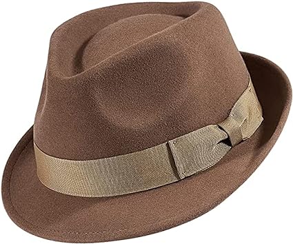 Photo 1 of AKIO&AQUIRAX Fedora Hats for Men Women 100% Australian Wool Mens Dress Hat with Brim Classic Felt Fedora Vintage ( BROWN, L)