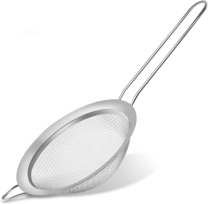 Photo 1 of Fine Mesh Strainer Stainless Steel Mesh Strainers with Long Handle Flour Sifter Pastas Sieve for Kitchen Food Baking Fruits Strainer 4.7 inch
