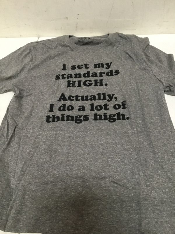 Photo 1 of Mens I Set My Standards High Actually I Do A Lot of Things High Tshirt Funny 420 Tee Crazy Dog Novelty Mens T-Shirts with 420 Sayings Soft Comfortable Funny Graphic Tee Dark Heather Grey 3XL