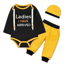 Photo 1 of 3x NewBorn Girl Baby Boy Long Sleeve Romper Tops Pants Hat Clothes Bodysuit Set ( 6-12M )