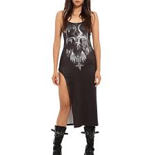 Photo 1 of Women's High Slit Halter Neck Dress Sexy Magic Sheep Totem Print Bohemian Harajuku Club Party Dress Summer (medium)