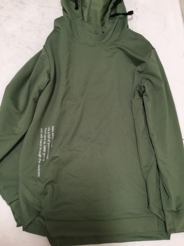 Photo 2 of SOLY HUX Men's Graphic Hoodies Letter Print Drawstring Long Sleeve Pullover Sweatshirt Army Green Letter S 